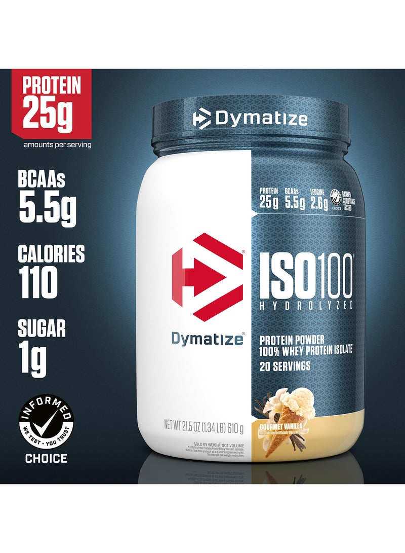 Iso 100 Hydrolyzed 100% Whey Protein Isolate Gourmet Vanilla 20 Serving