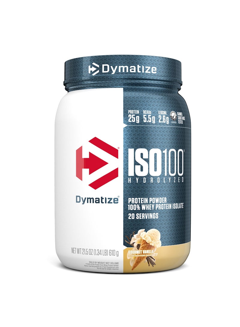 Iso 100 Hydrolyzed 100% Whey Protein Isolate Gourmet Vanilla 20 Serving