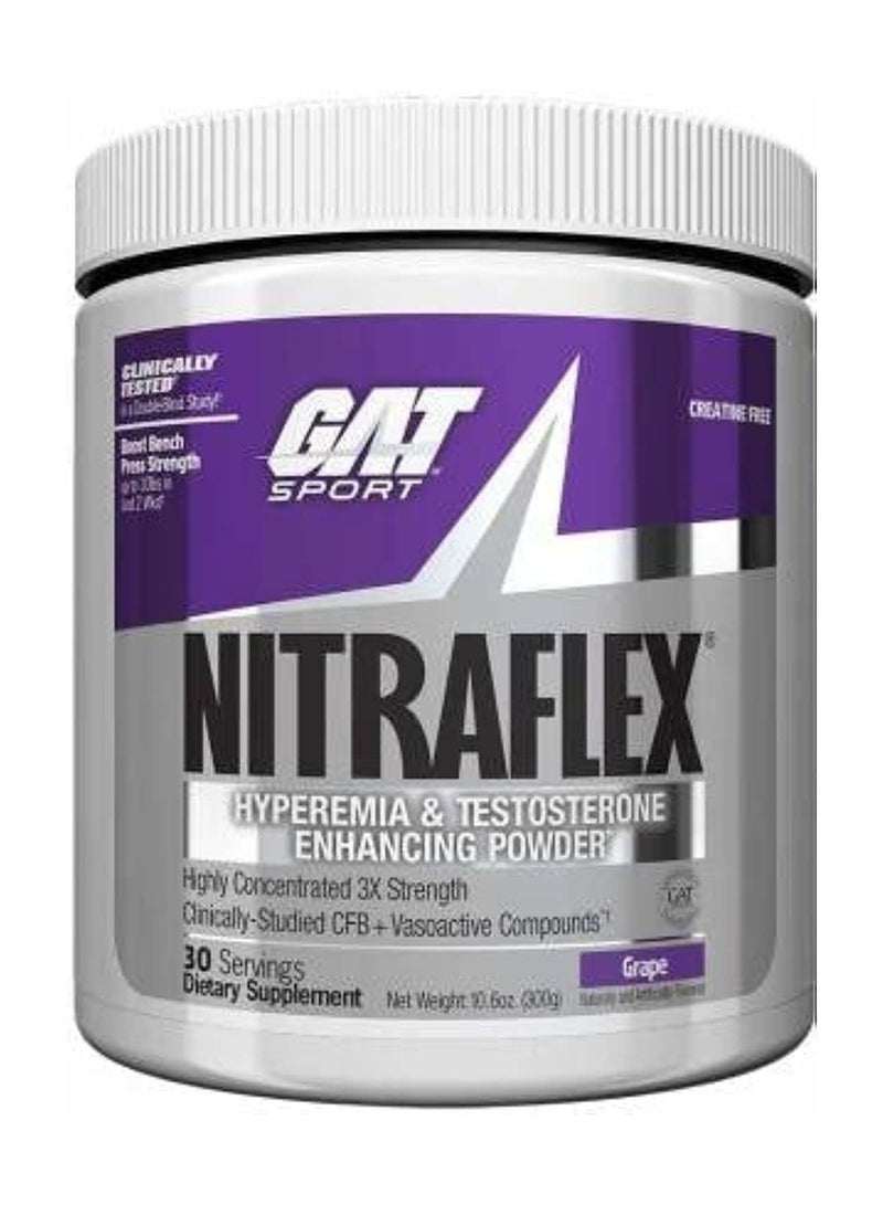 GAT Sport Nitraflex Hyperemia & Testosterone Enhancing Powder, Grape flavor, 300g