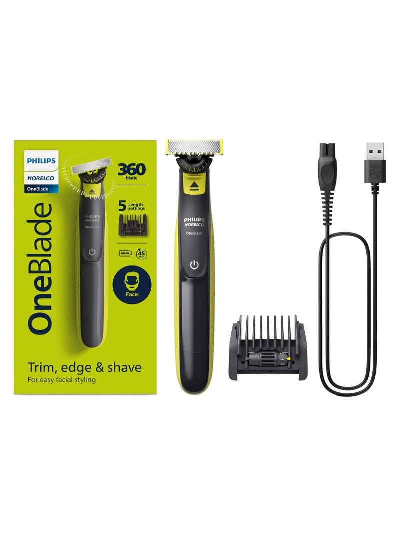 Norelco OneBlade 360 Face Hybrid Electric Trimmer And Shaver, Frustration Free Packaging, QP2724/21
