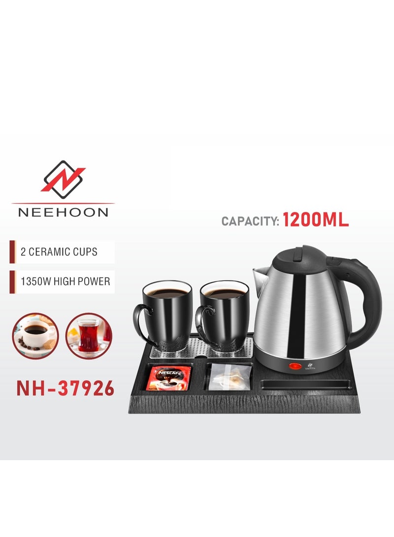 Electric Kettle 1200 Ml With 2 Ceramic Cups 1350W