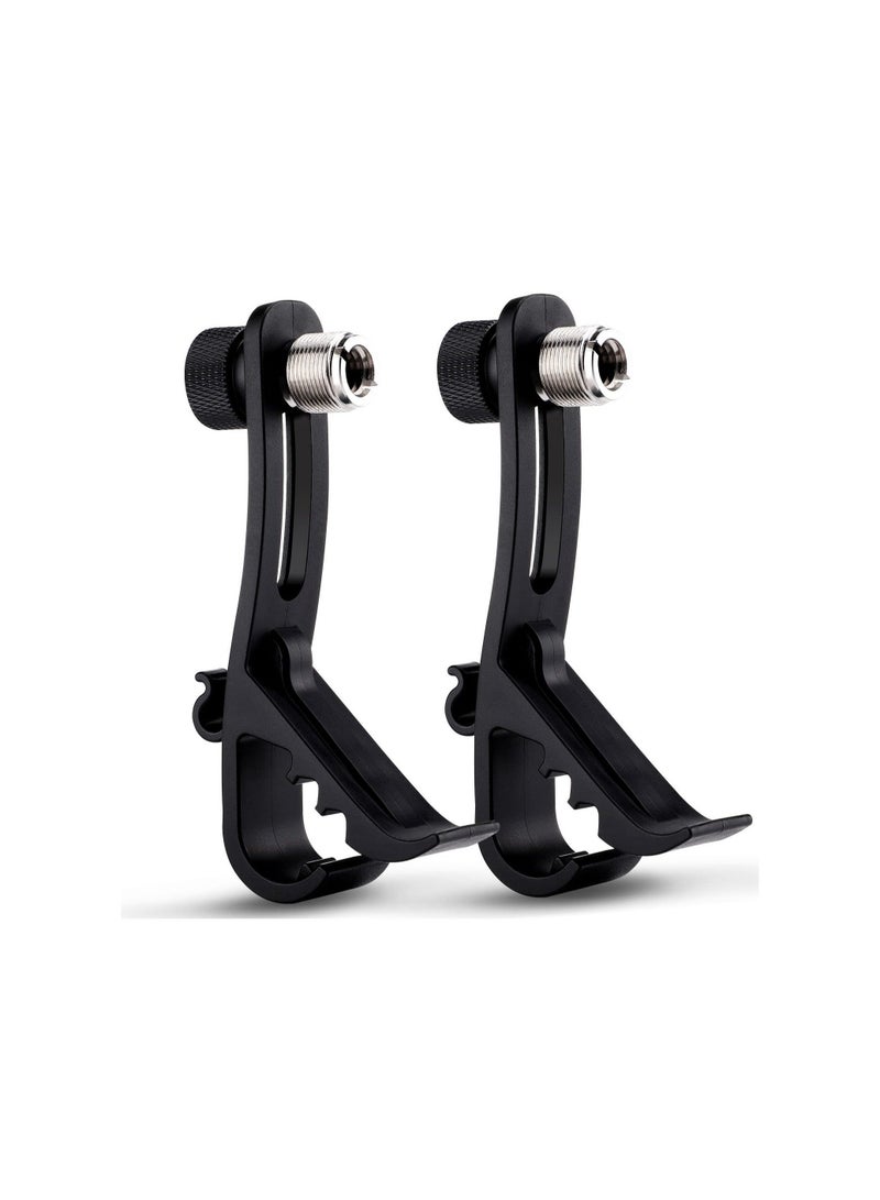 Drum Microphone Clip, Adjustable Mic Mount Clamp Holder Mic Securing Clip, Shockproof Drum Mounts for Musical Instrument Supplies, Microphone Drum Mount for Professional Drum Recording(2PCS )