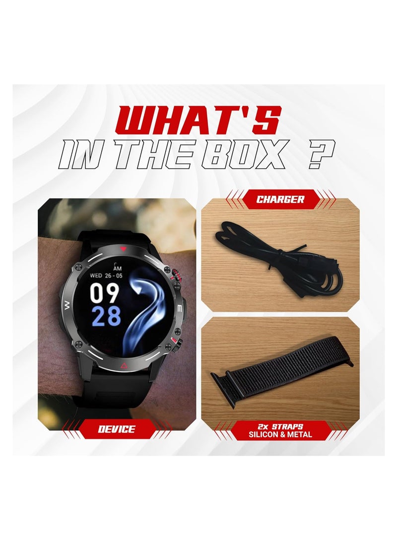 Smart watch 1.43-inch AMOLED Display - with Bluetooth Calling - Activity tracker - Waterproof Smartwatch for Men Compatible with Android & IOS Device - HK87 Smart Watch