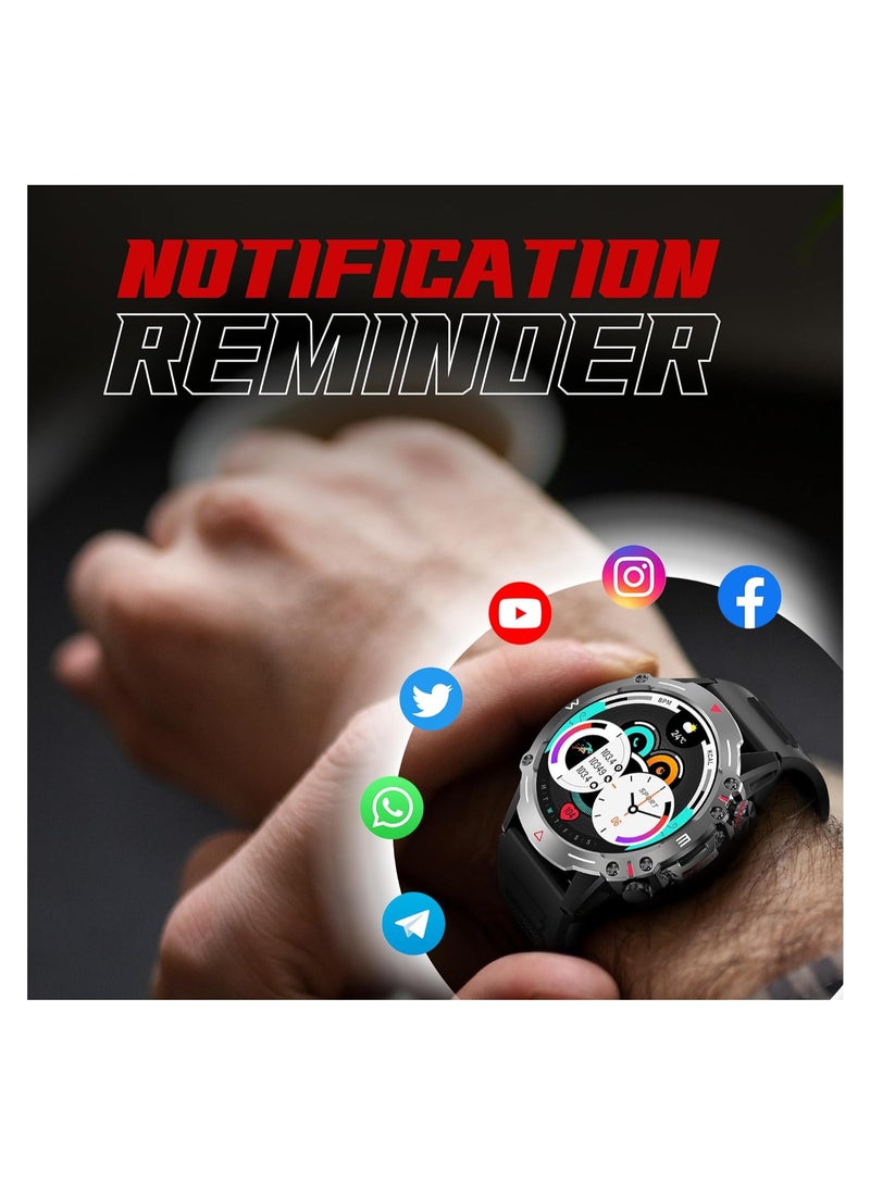Smart watch 1.43-inch AMOLED Display - with Bluetooth Calling - Activity tracker - Waterproof Smartwatch for Men Compatible with Android & IOS Device - HK87 Smart Watch