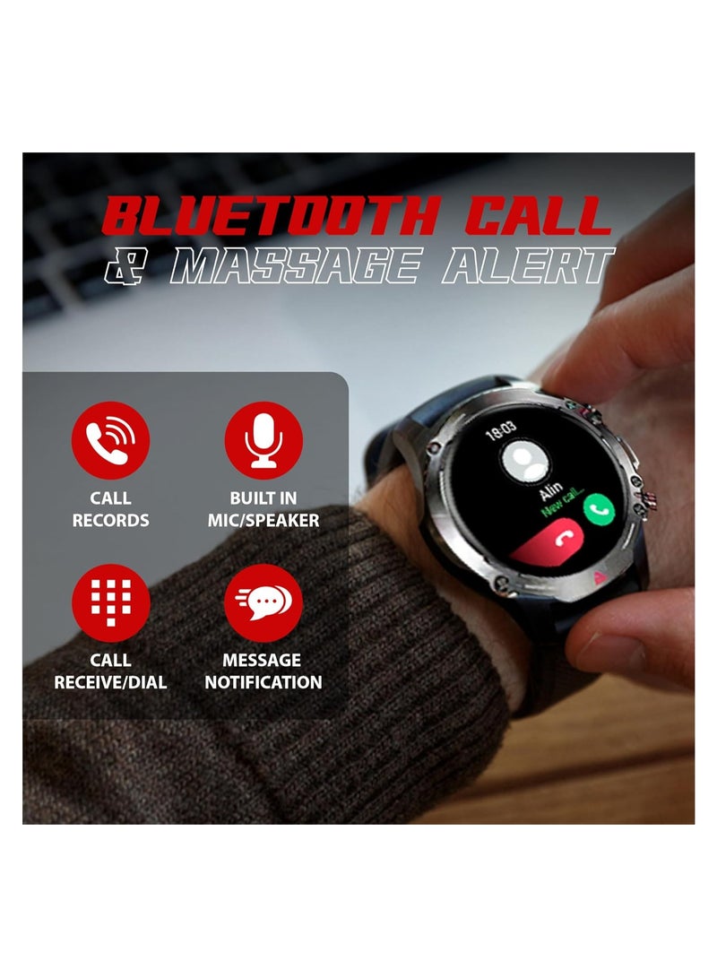 Smart watch 1.43-inch AMOLED Display - with Bluetooth Calling - Activity tracker - Waterproof Smartwatch for Men Compatible with Android & IOS Device - HK87 Smart Watch