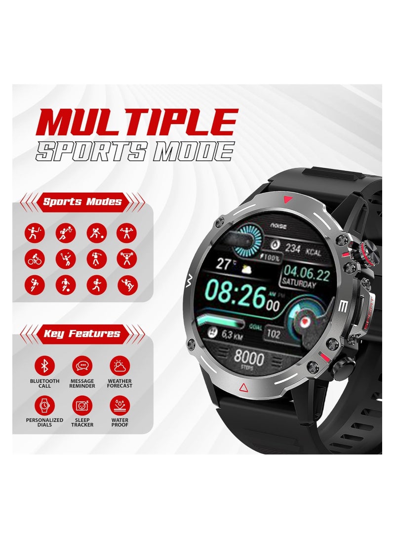 Smart watch 1.43-inch AMOLED Display - with Bluetooth Calling - Activity tracker - Waterproof Smartwatch for Men Compatible with Android & IOS Device - HK87 Smart Watch