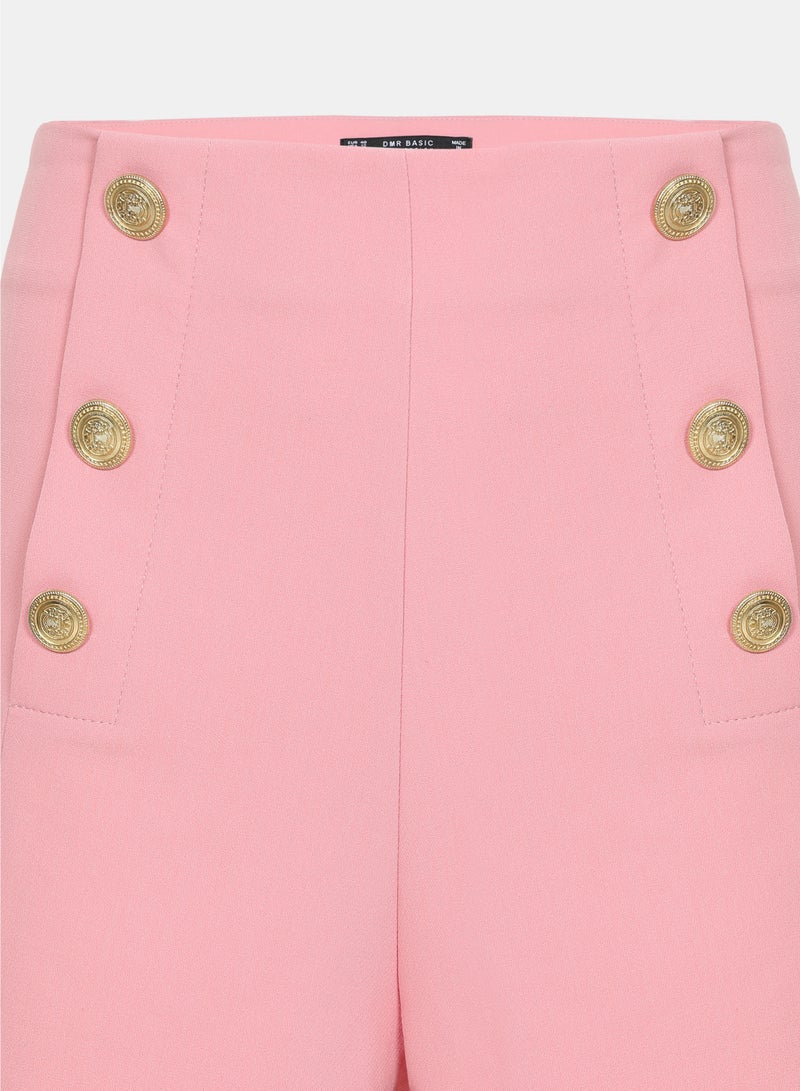 High Waist Buttoned Shorts in Pink