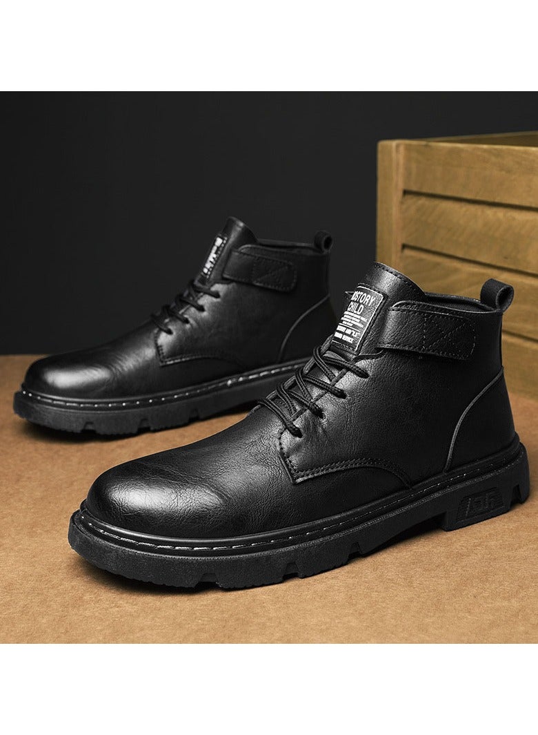 Men's Trendy Round Toe Leather Boots
