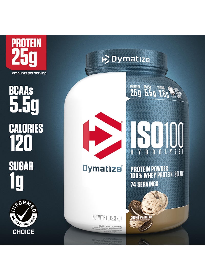 Iso 100 Hydrolysed 100% Whey Protein Isolate Cookies And Cream 5Lb