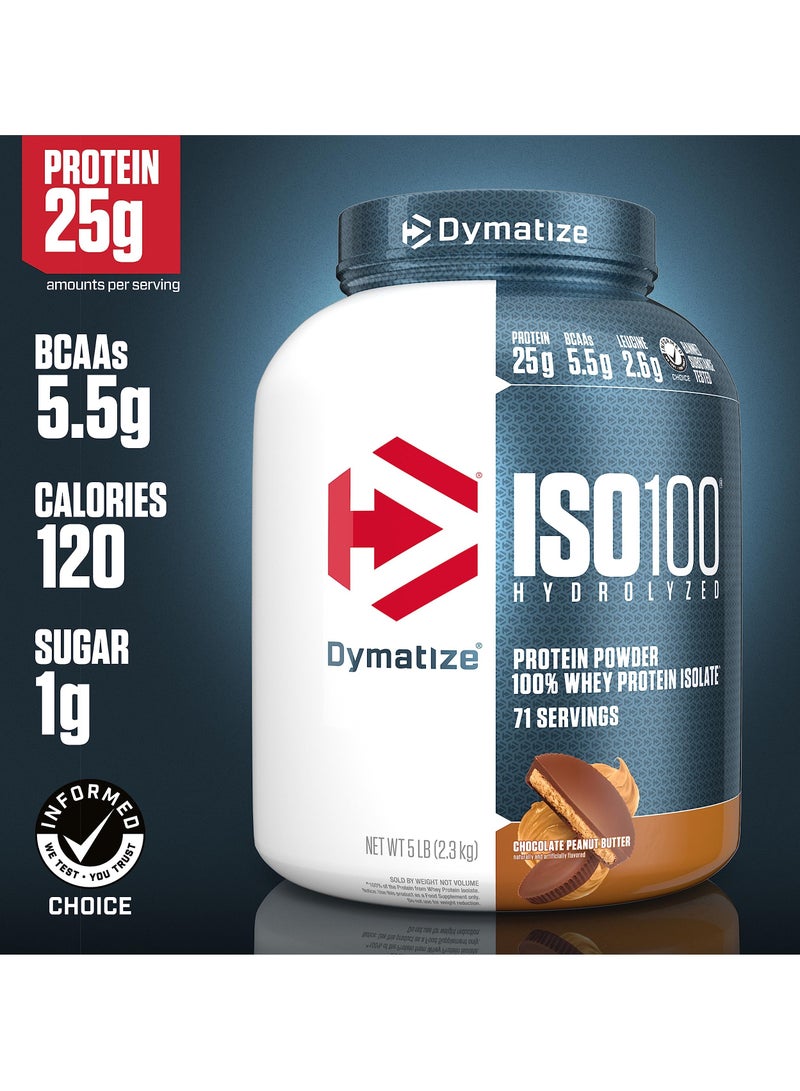 Iso 100 Hydrolysed 100% Whey Protein Isolate Chocolate Peanut Butter Flavor 5Lb