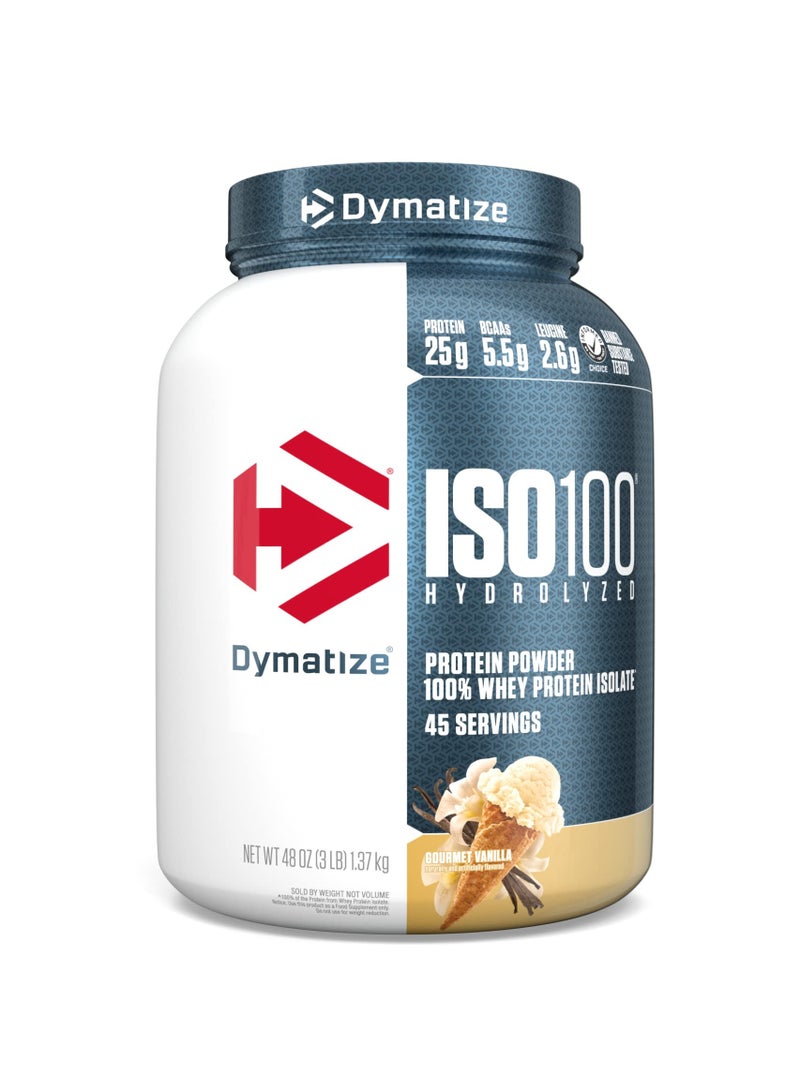 Iso 100 Hydrolysed 100% Whey Protein Isolate Gourmet Vanilla Flavour 5Lb
