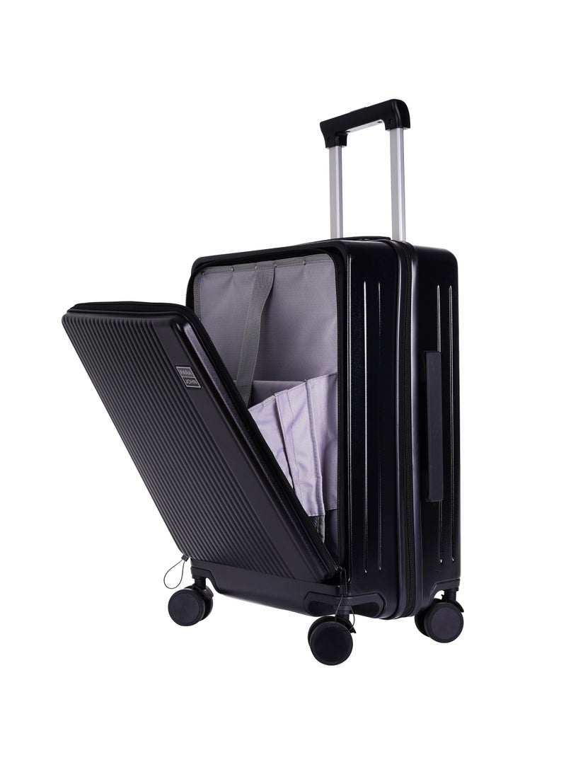 Front Open Cover 20 inch Large Capacity Trolley Suitcase, Password Case, Universal Wheel Suitcase(Black