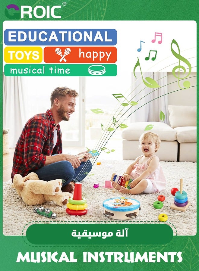 Toddler Musical Instruments,Wooden Percussion Instruments for Baby Kids Preschool Educational Musical Toys Set,Kids Musical Instruments Set with Carrying Bag,Educational Toys