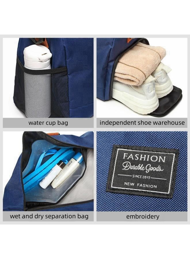 Unisex Dry and Wet Separate Gym Sacks, Large Capacity Casual Fitness Bag Luggage Bag Travel Bag for Men and Women, Portable Independent Shoe Compartment Yoga Bag Trolley Bag Duffle Bag