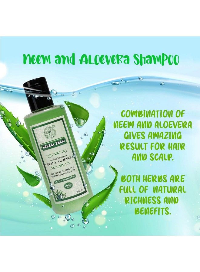 Neem Aloevera Natural Shampoo (No Sulphate & Paraben) Anti Dandruff/Anti Fungual Scalp Healer Hair Fall Control 210 Ml (Pack Of 2) Men & Women