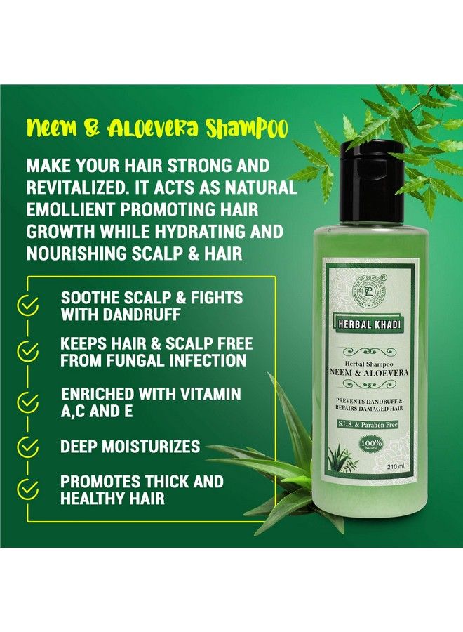 Neem Aloevera Natural Shampoo (No Sulphate & Paraben) Anti Dandruff/Anti Fungual Scalp Healer Hair Fall Control 210 Ml (Pack Of 2) Men & Women