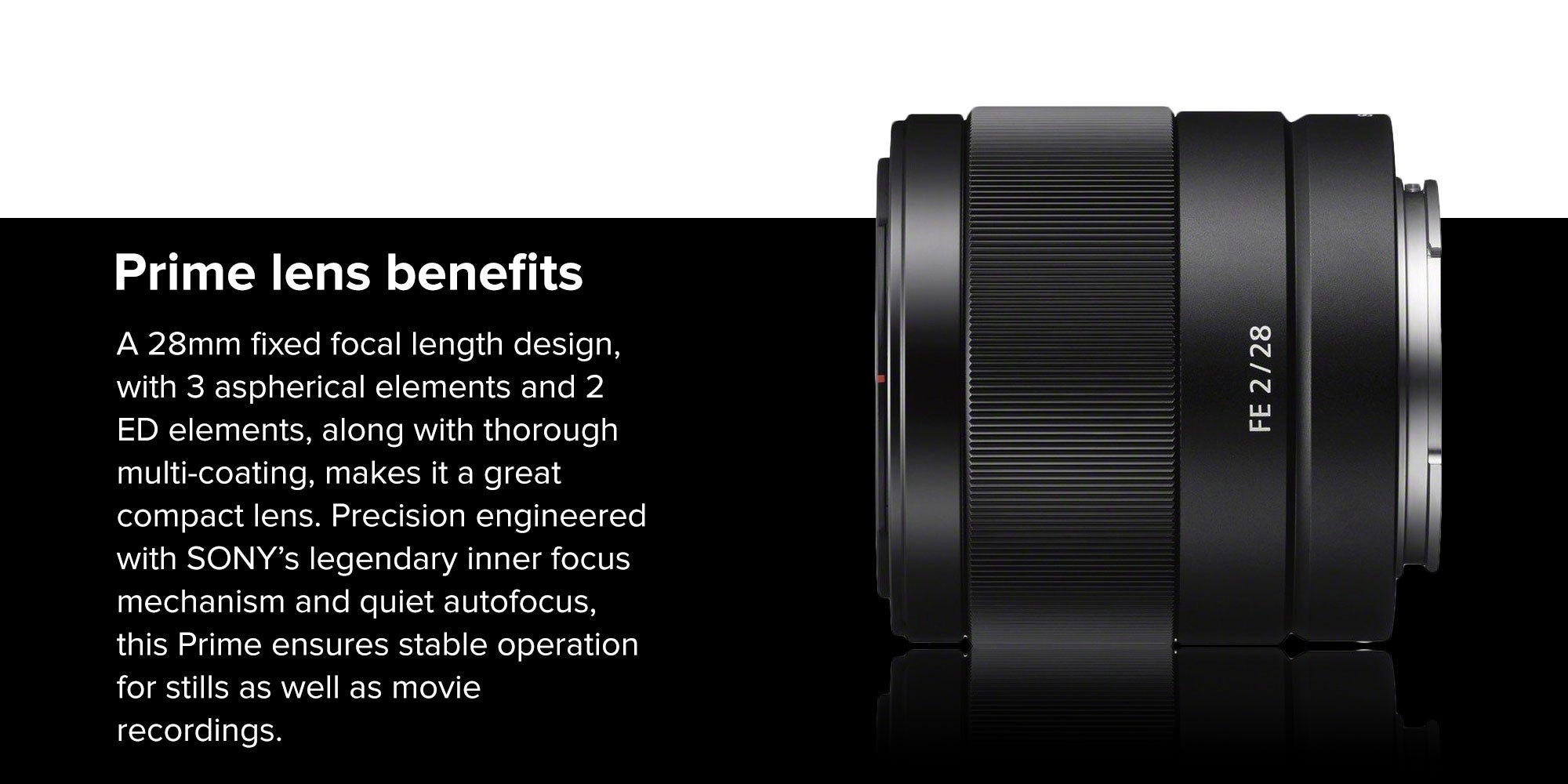 28mm f/2-22 Standard-Prime Lens For Sony Mirrorless Cameras Black