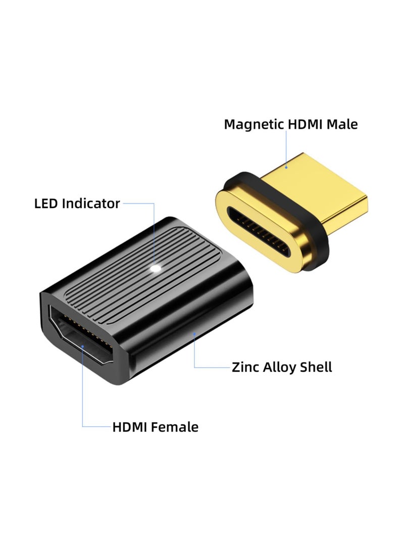 8K HDMI Magnetic Extension Adapter, 19Pins HDMI 2.1 Male to Female Extender Connector, 90 Degree Straight Video Adapter for Laptop HDTV, for Computer, Monitor, Projector