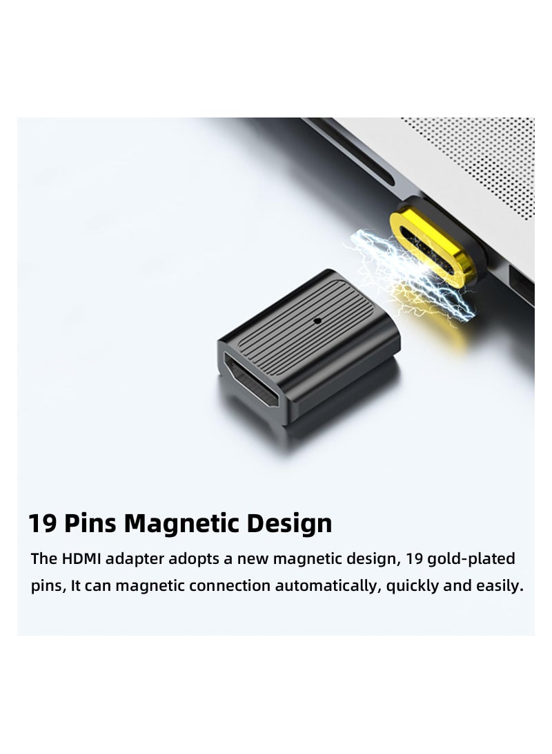 8K HDMI Magnetic Extension Adapter, 19Pins HDMI 2.1 Male to Female Extender Connector, 90 Degree Straight Video Adapter for Laptop HDTV, for Computer, Monitor, Projector