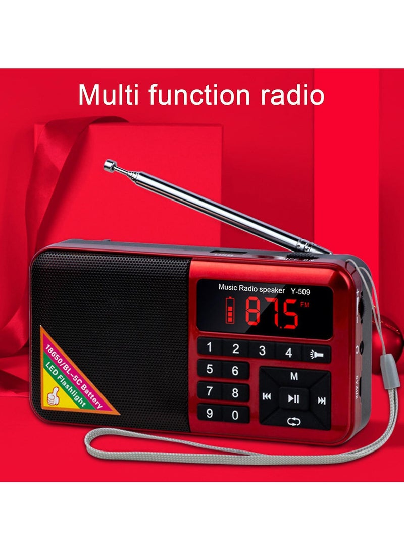Fm Radio Digital Mp3 Music Player Portable Mini Speaker With Led Flashlight For Outdoor