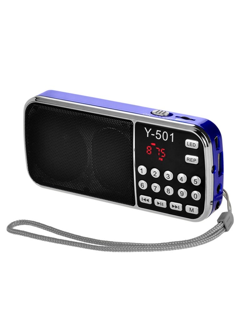 J-189 Bluetooth AM FM Radio Small Portable Radio Dual Speaker Heavy Bass Blue