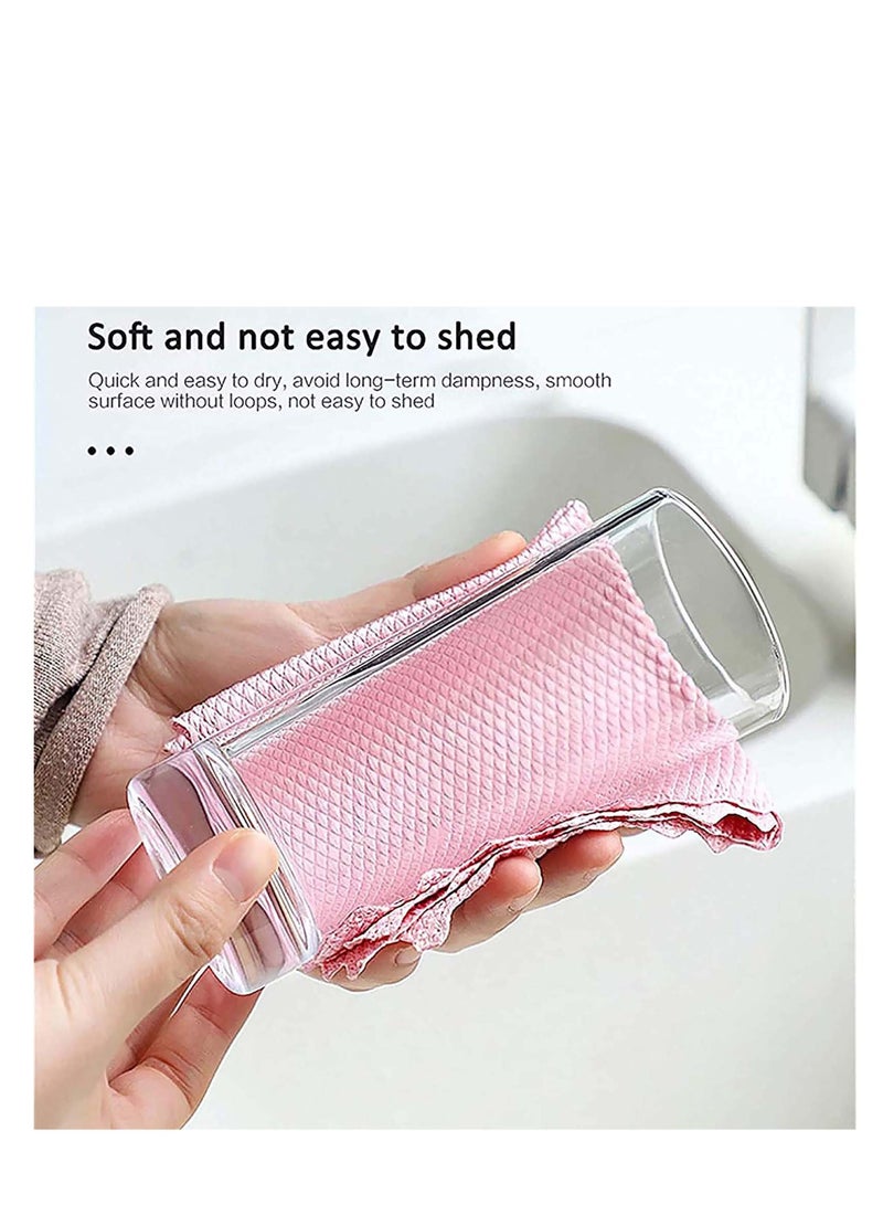 Fish Scale Rag, 10 Pcs Wave Pattern Fish Scale Cloth Rag, Cleaning Cloth, Reusable Household Cleaning Rag, for Windows Cars Mirrors Stainless Steel Cleaning Housework