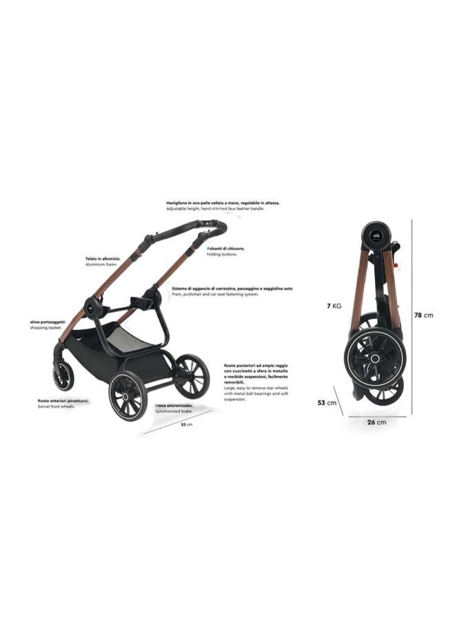 Foldable Techno Baby Stroller Aluminum Lightweight Frame Base Universal For Newborn Infant 0-22 Kg