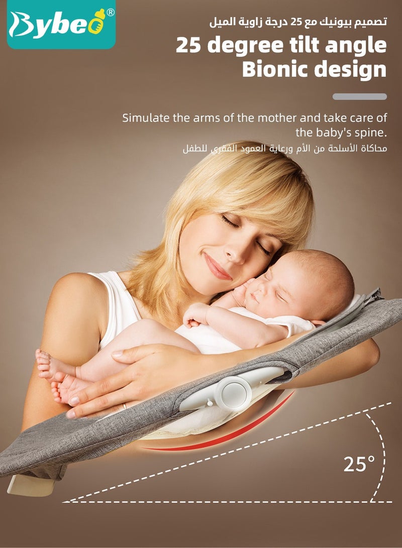 Baby Swing for Infant with Dining Table, Portable Babies Rocker Chair, Electric Bouncer for Infants Boys Girls, 3 Seat Positions 5 Speeds, Bluetooth Music, 5 Point Harness Belt and Remote Control