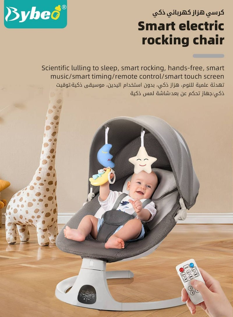Baby Swing for Infant with Dining Table, Portable Babies Rocker Chair, Electric Bouncer for Infants Boys Girls, 3 Seat Positions 5 Speeds, Bluetooth Music, 5 Point Harness Belt and Remote Control
