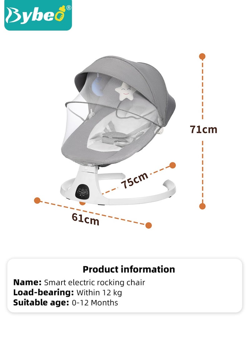 Baby Swing for Infant with Dining Table, Portable Babies Rocker Chair, Electric Bouncer for Infants Boys Girls, 3 Seat Positions 5 Speeds, Bluetooth Music, 5 Point Harness Belt and Remote Control