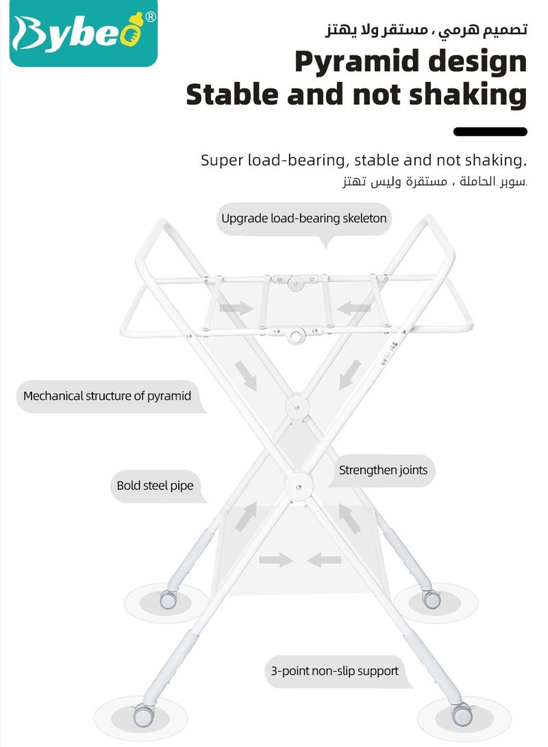 Baby Diaper Changing Table, Foldable Infant Diaper Station with Wheels, Nursery Organizer for Newborns, Babies Dresser Changing Table with Storage Boxs, Strengthen Bottom and 3 Adjustable Heights