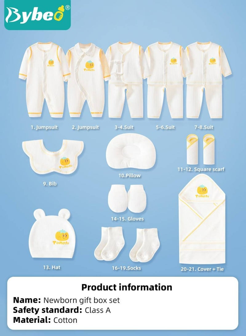21PCS Newborn Baby Gift Set, Newborn Layette Gift Set for Boys and Girls, Babies Essential Clothes Accessories with Baby Blanket, 100% Premium Cotton,  for Spring Summer Autumn Winter Four Seasons