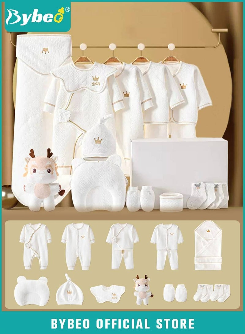 18PCS Newborn Baby Gift Set, Newborn Layette Gift Set for Boys and Girls, Babies Essential Clothes Accessories with Baby Blanket, 100% Premium Cotton,  for Spring Summer Autumn Winter Four Seasons