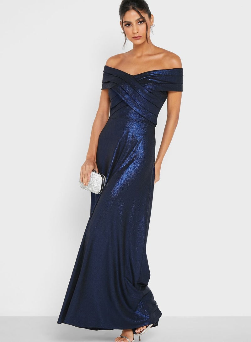 Off-Shoulder Glitter Dress
