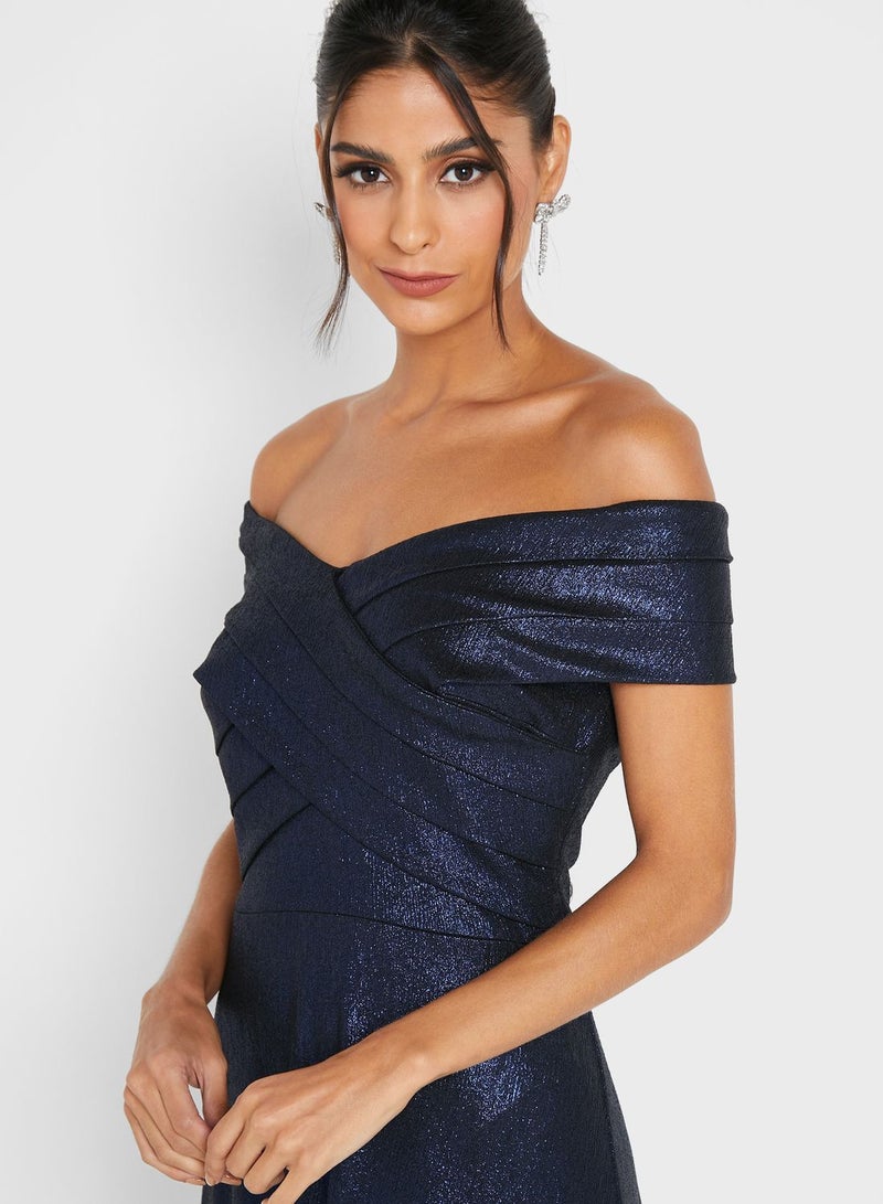 Off-Shoulder Glitter Dress