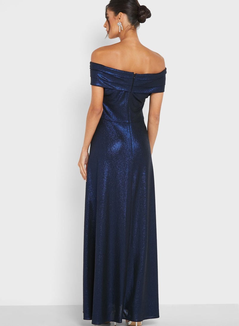 Off-Shoulder Glitter Dress