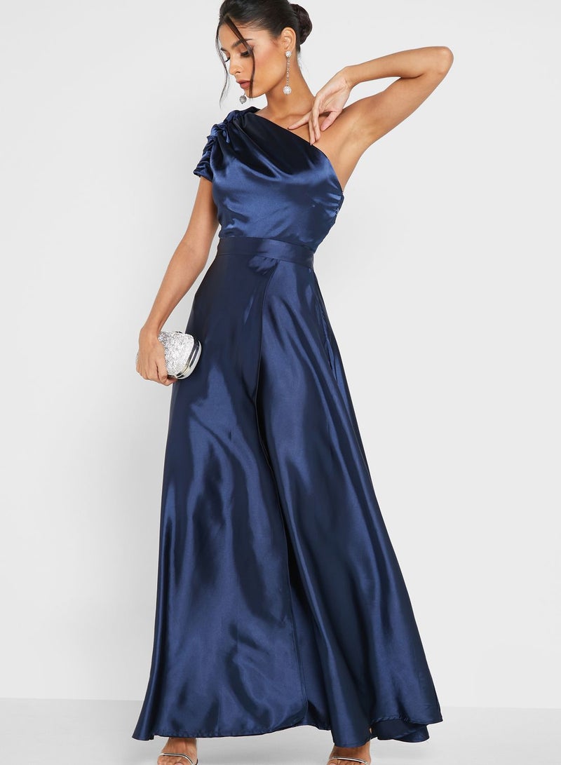 Satin One-Shoulder Dress
