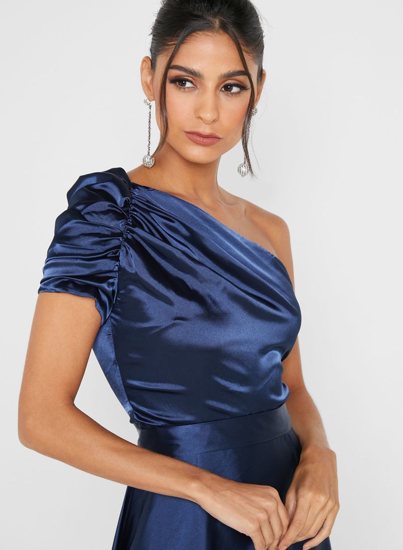 Satin One-Shoulder Dress