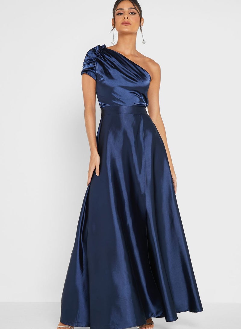 Satin One-Shoulder Dress