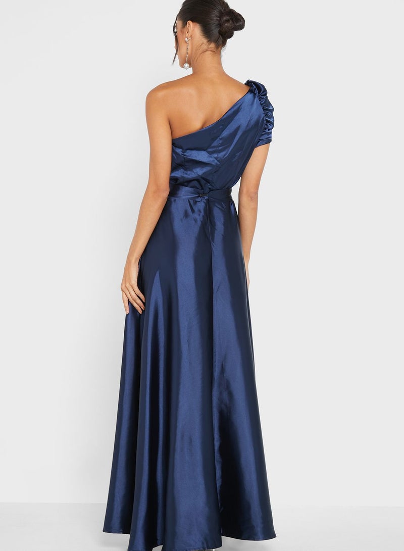 Satin One-Shoulder Dress