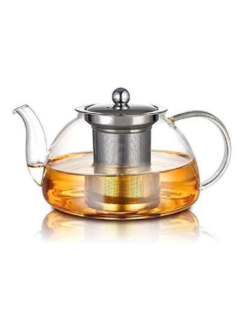 Glass Teapot With Heat Resistant Stainless Steel Infuser 1000ml