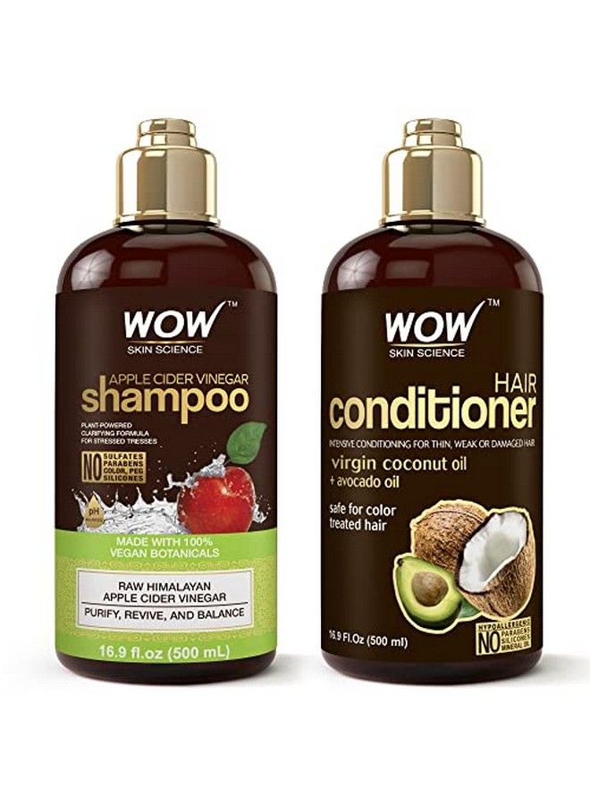 Apple Cider Vinegar Shampoo & Hair Conditioner Set Increase Gloss Hydration Shine Reduce Dandruff & Frizz No Parabens Or Sulfates For All Hair Types Adults & Children 500 Ml