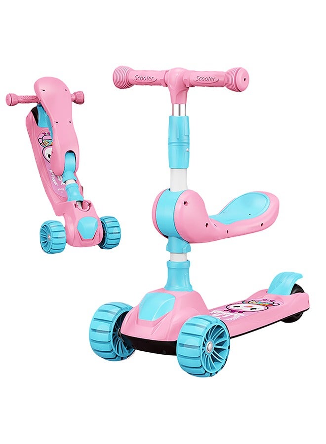Scooter for Kids,3 Wheel Kid Scooter with Foldable & Height Adjustable Handle for Boy Girl Age 3-14 Year,Lean to Steer,Non-Slip Deck,Scooter for Toddler with LED Light Wheel and Music