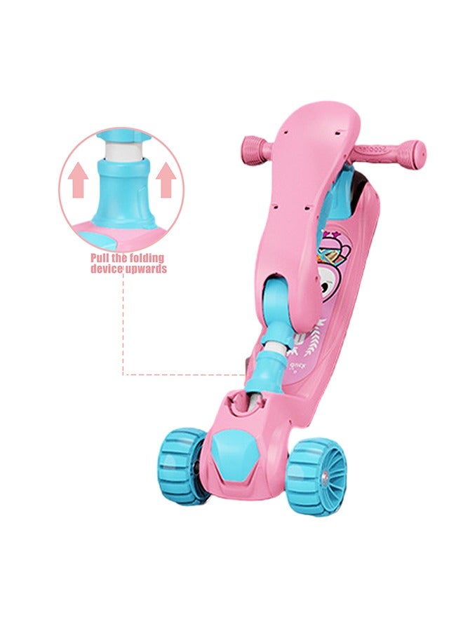 Scooter for Kids,3 Wheel Kid Scooter with Foldable & Height Adjustable Handle for Boy Girl Age 3-14 Year,Lean to Steer,Non-Slip Deck,Scooter for Toddler with LED Light Wheel and Music
