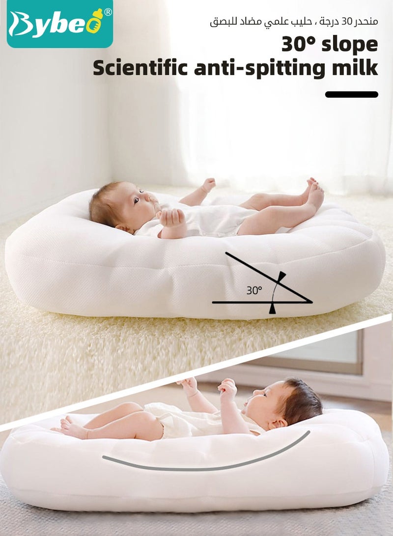 Baby Nest Bed, Newborn Nursery Pillow, Infant Breastfeeding Pillows, Toddler Bedding for Sleeping, Anti vomit Milk Headrest15 Degree Incline, for Better Night's Sleep