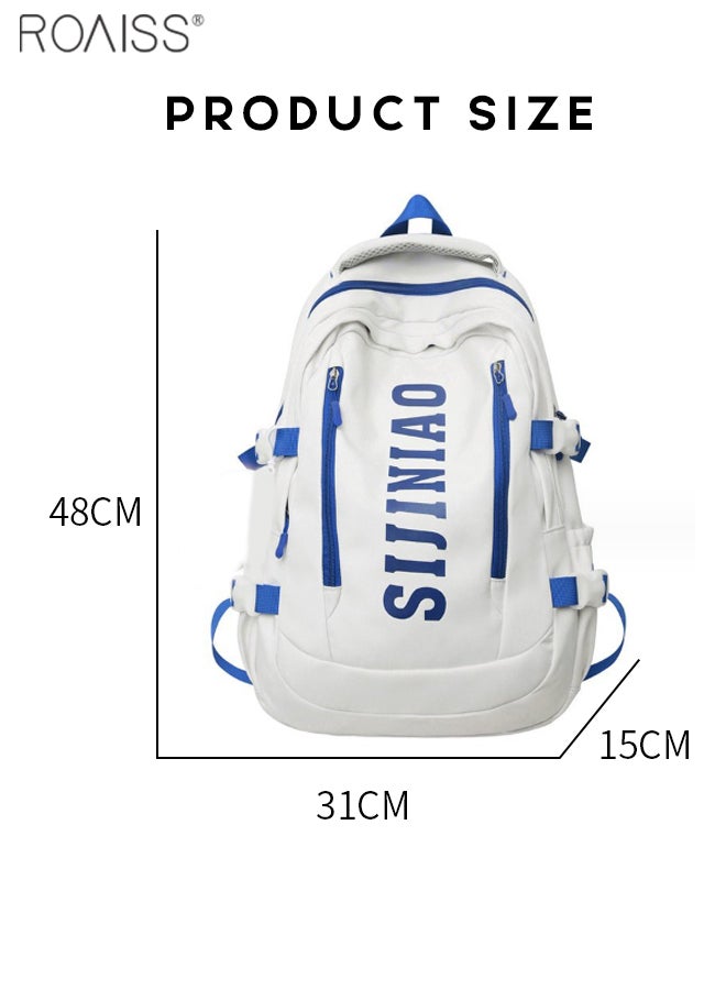 Large Capacity Fashion Contrast Backpack Campus Travel Multi Pocket Adjustable Shoulder Strap Backpack Fashion And Durable Student Computer Backpack