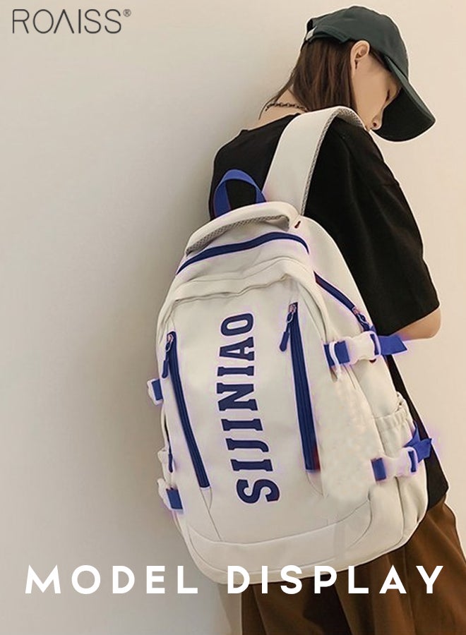 Large Capacity Fashion Contrast Backpack Campus Travel Multi Pocket Adjustable Shoulder Strap Backpack Fashion And Durable Student Computer Backpack