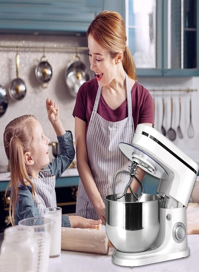Stand Mixer,6L 8-Speed 1000W Tilt-Head Food Mixer, Kitchen Electric Standing Mixer With Dough Hook, Whisk, Beater, Splash Guard & Mixing Bowl For Baking, Dishwasher Safe (White)