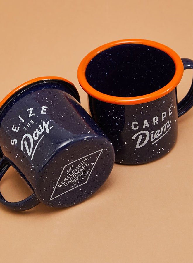 Set Of 2 Enamel Espresso Set Navy