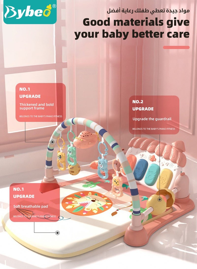 Baby Play Gym Mat, Play Mats for Babies, Kick and Play Piano Gym Mats, Baby Gym Activity Play Mat with Toys and Cushion, Play Piano Activity Center with Music and Lights, for Infants Pre-learning